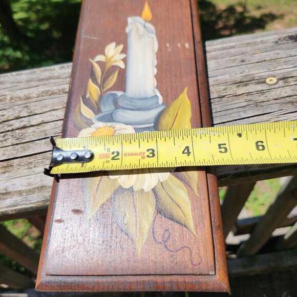 Vintage Hand Painted Floral & Candle Wood Wall Decor Set Farmhouse, Country, Rus - Picture 5 of 11